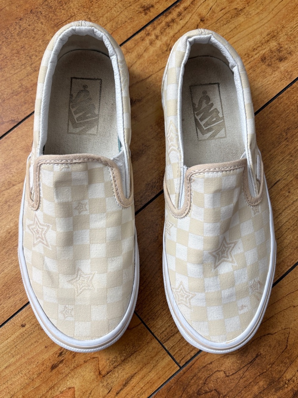 Vans Womens Slip-On Checkerboard with Star Accents - Cream, White